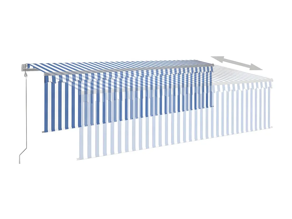 Tenda da sole automatica con sensore vento/LED 5x3m Blu e bianco con Colori UV-Resistant