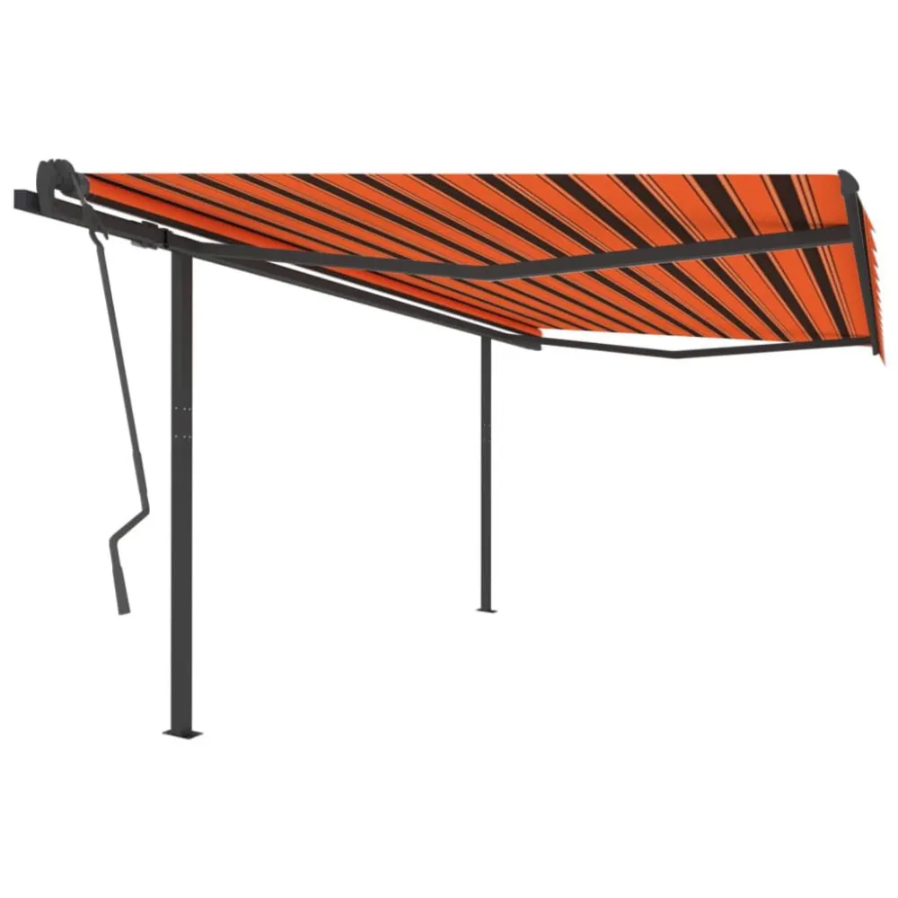 Tenda da Sole Manuale con LED 4x3,5 m Arancione e Marrone con Sistema di Ancoraggio