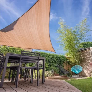 Tenda Vela Triangolare Parasole Nocciola Polietilene Anti UV 3x3x3 con Teli Rimovibili