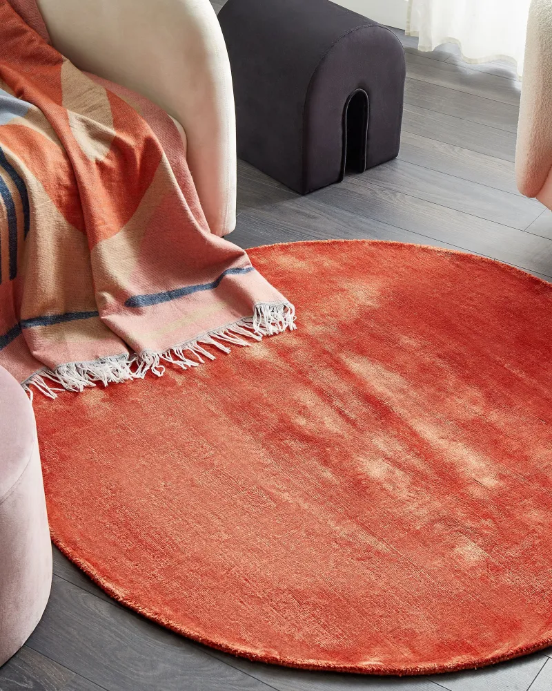 Tappeto viscosa arancione ⌀ 140 cm GESI II Set da 3 Pezzi