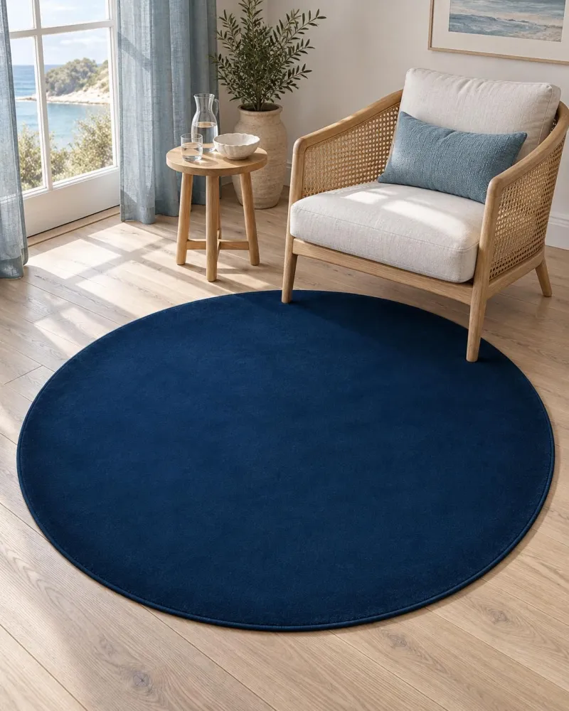 Tappeto viscosa blu nero ⌀ 140 cm GESI II