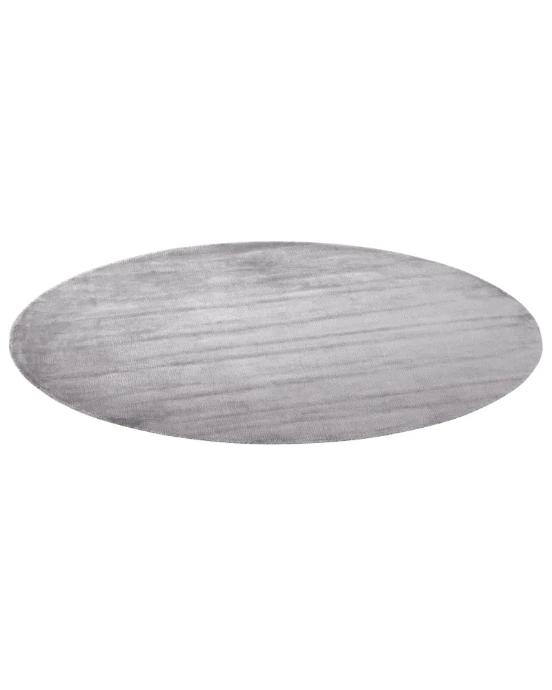 Tappeto viscosa grigio evidente ø 140 cm GESI II con Cornice Legno