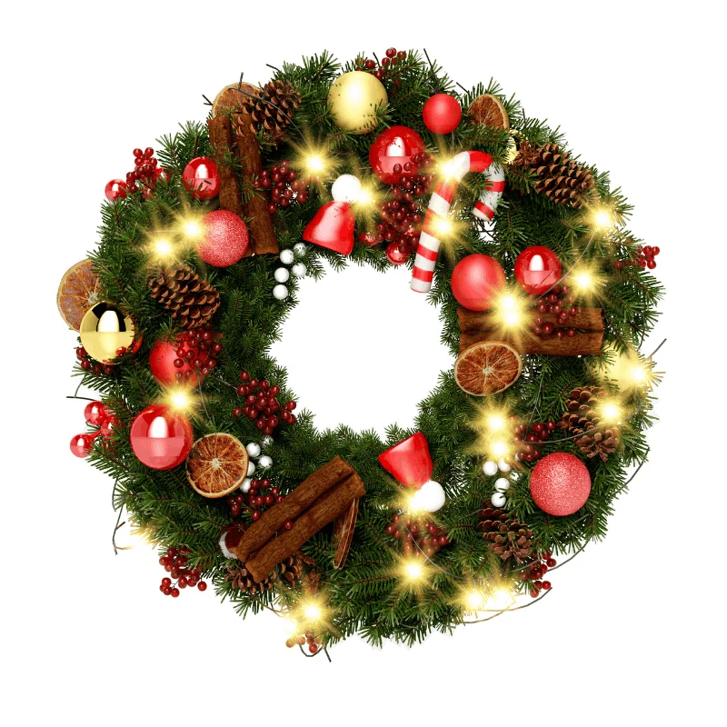 Ghirlanda di Natale da 16 pollici con 40 luci LED – 8 modalità e funzione timer per decorazioni natalizie da interno/ester...