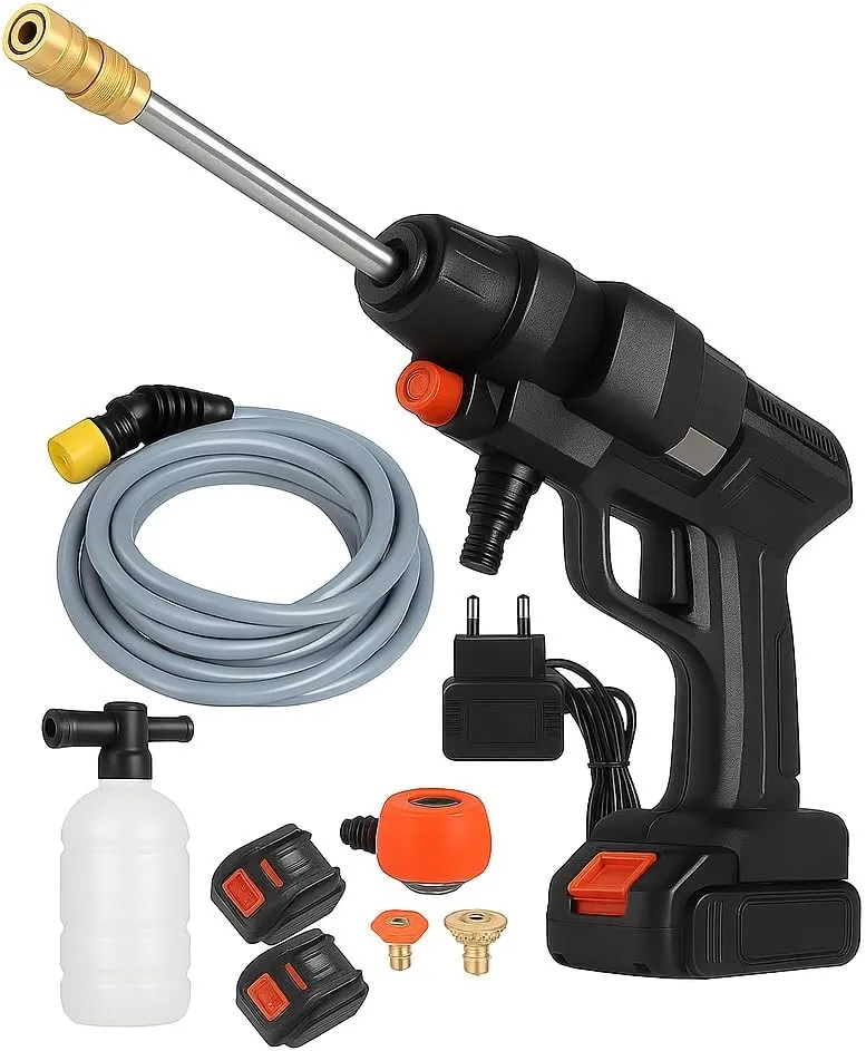 Idropulitrice Doppia Batteria 48V 8000Mah, Ugello 6 1, Idropulitrice Portatile con 2 Batterie e Tubo da 5M, Pulitore ad Al...