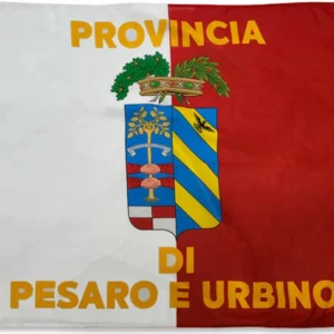 Bandiera Provincia Di Pesaro 100 X 150 Cm Con Doppie Cuciture Perimetrali E Corda per Il Fissaggio Resistente Alle Intemperie