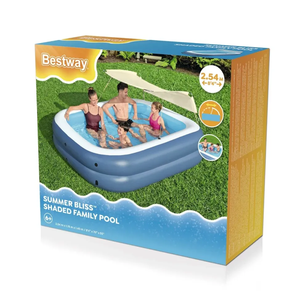 Bestway Piscina Gonfiabile 2 Camere Rettangolare con Tetto 254x178x140 cm +6 Anni 54449