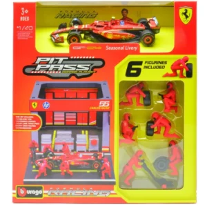 Burago-DIORAMA PIT STOP 2024 SF-24 N.55 CARLOS SAINZ 1:43