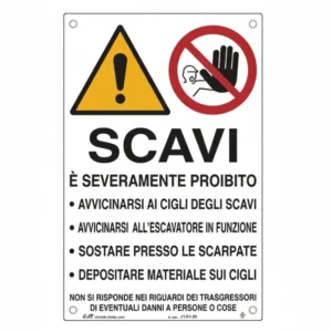 Cartello Scavi Pericoloso Avvicinarsi- - Cm.50X70H. - 10 Pezzi