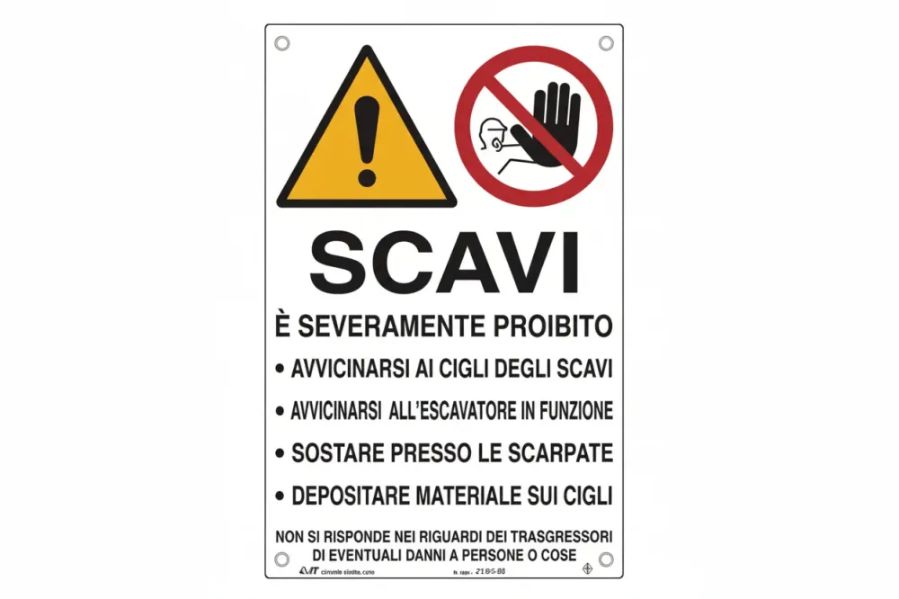 Cartello Scavi Pericoloso Avvicinarsi- - Cm.50X70H. - 10 Pezzi