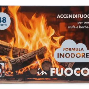 CAU Fuoco Accendifuoco Formula Inodore | Maxi Pack 48 Cubetti | Per Caminetti, Stufe e Barbecue | Accensione Sicura