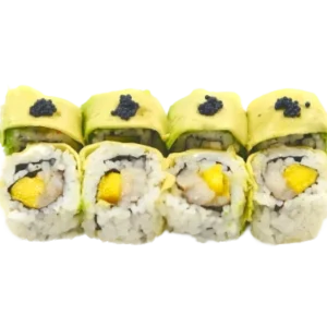 GREEN MANGO (ricciola piastra,mango,mayo,esterno con avocado e uova di lompo 8pz)