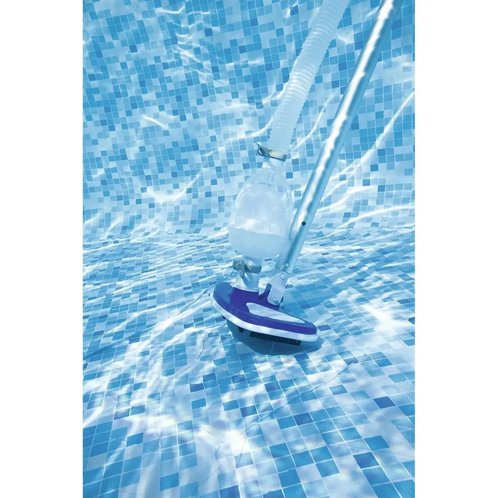 Kit completo di mantenimento "de luxe" per piscine con Aspirafango, Retino, Skimmer, asta Telescopica
