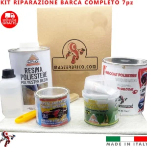 Kit riparazione barche e piscine vetroresina kit completo 7 pezzi