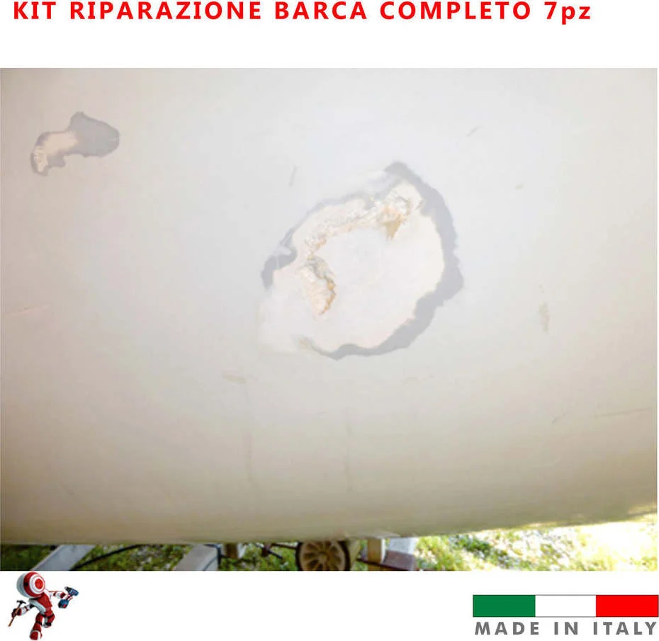 Kit riparazione barche e piscine vetroresina kit completo 7 pezzi