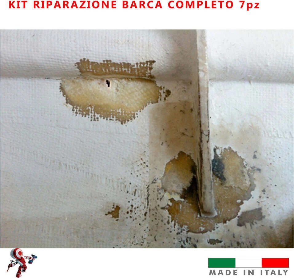 Kit riparazione barche e piscine vetroresina kit completo 7 pezzi