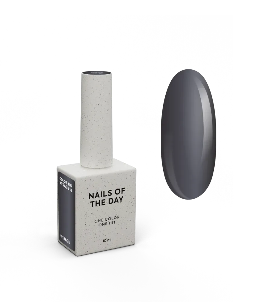 NAILSOFTHEDAY Color Top/Vitrage 18 — Top Coat Vetrata Grafite Grigio-Nero Semitrasparente, 10 ml