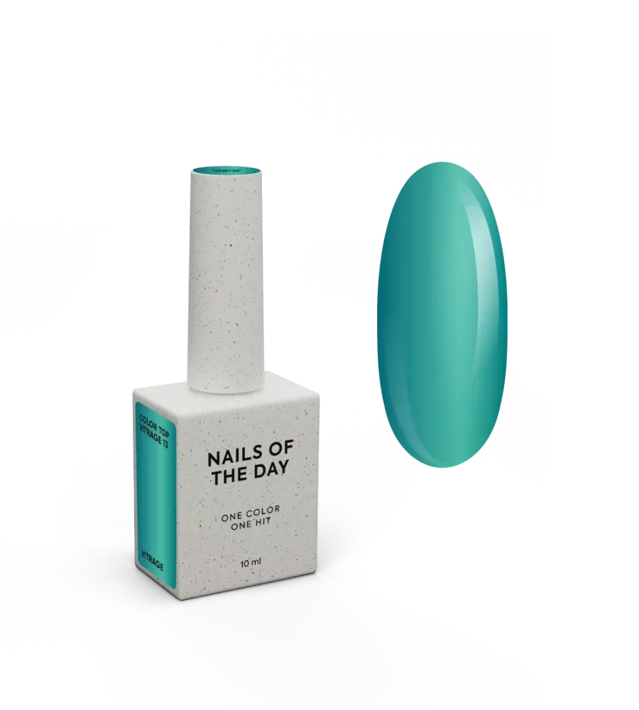 NAILSOFTHEDAY Color Top/Vitrage 13 — Top Coat Vetrata Blu Mare Profondo Semitrasparente, 10 ml
