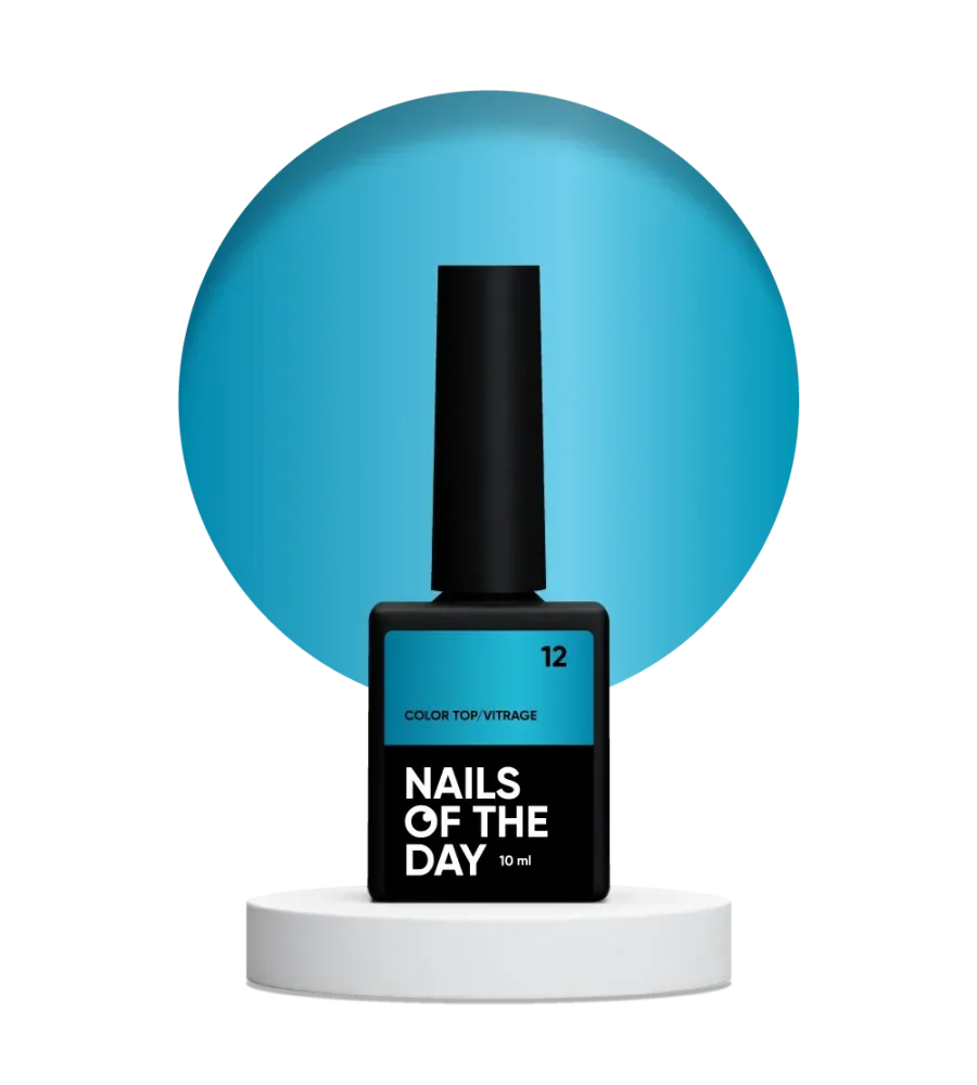 NAILSOFTHEDAY Color Top/Vitrage 12 — Top Coat Vetrata Blu Intenso Semitrasparente, 10 ml