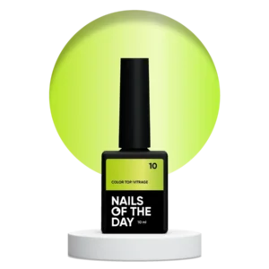 NAILSOFTHEDAY Color Top/Vitrage 10 — Top Coat Vetrata Giallo Neon Semitrasparente, 10 ml