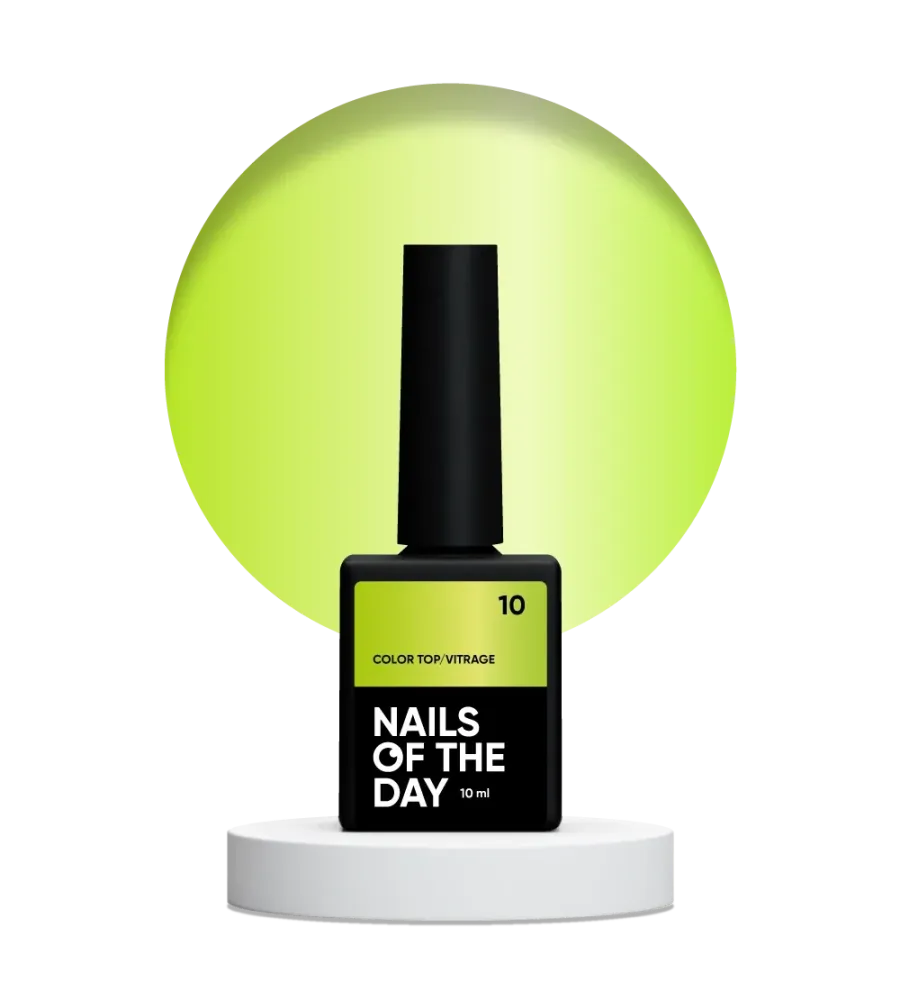 NAILSOFTHEDAY Color Top/Vitrage 10 — Top Coat Vetrata Giallo Neon Semitrasparente, 10 ml