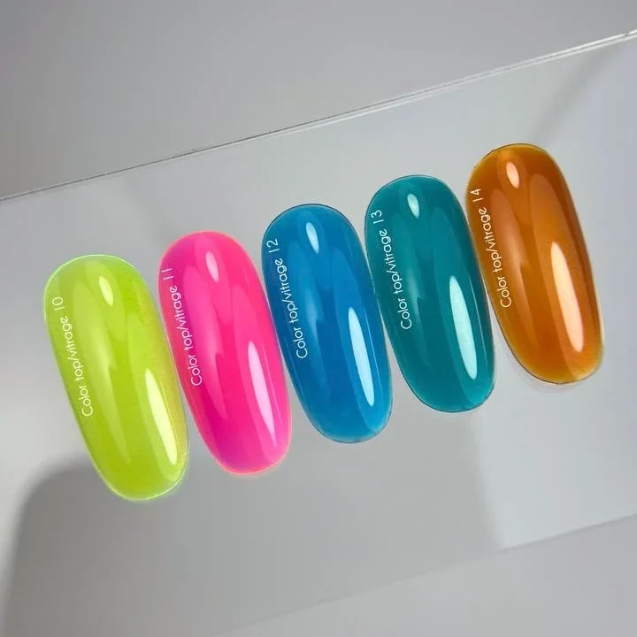 NAILSOFTHEDAY Color Top/Vitrage 10 — Top Coat Vetrata Giallo Neon Semitrasparente, 10 ml
