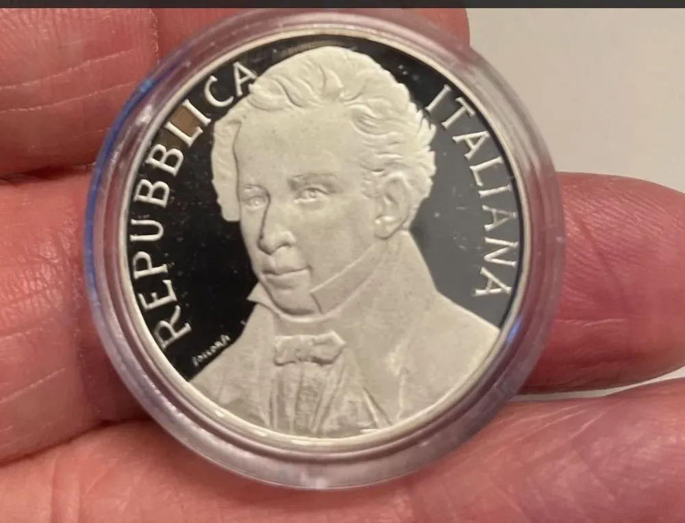 NL*ITALIA 500 Lire Argento 1987 GIACOMO LEOPARDI PROOF oblò protettivo originale