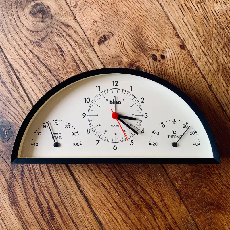 Orologio igrometro termometro design Bino vintage - Italia 1982