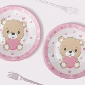 piatti frutta orsetto 18cm rosa 8pz