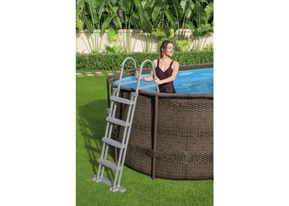 Piscina Power Steel Swim Vista ovale acciaio con oblò 549x274x122 cm