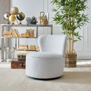 Poltrona girevole tessuto White and Beige