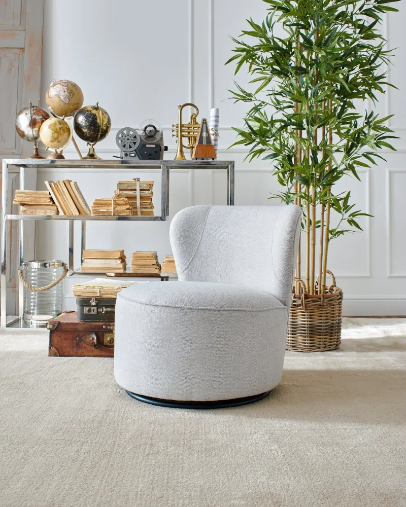 Poltrona girevole tessuto White and Beige