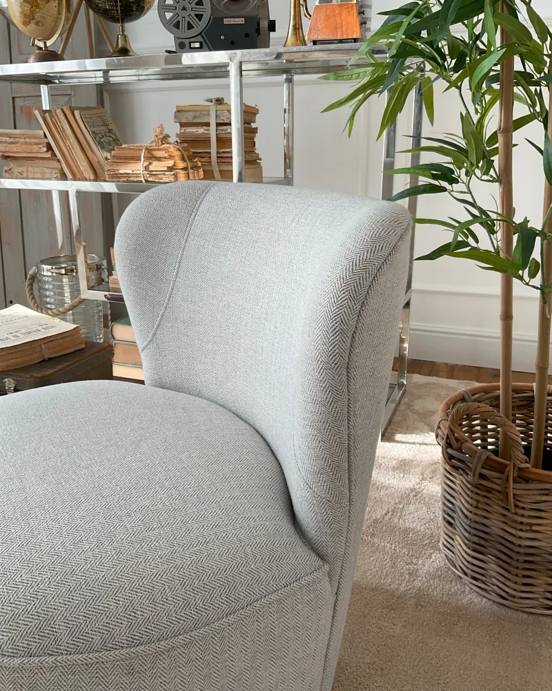 Poltrona girevole tessuto White and Beige