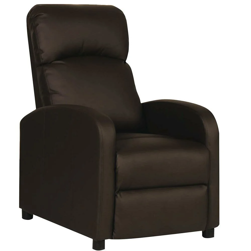 Poltrona Reclinabile Push-Back Manuale Anziani Imbottita Relax Casa Pelle Moro