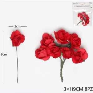Rose rosse per bomboniere 3x9cm 8pz