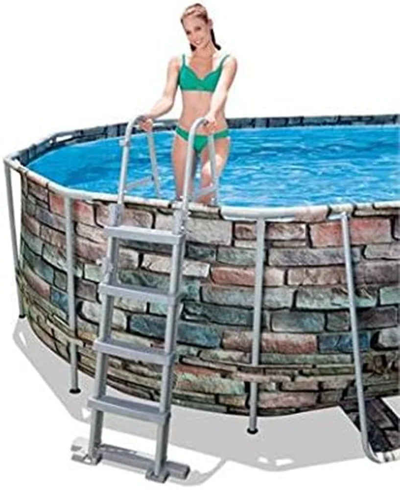 Scaletta Di Sicurezza Per Piscine 122cm Con Gradini Plastica Telaio Metallo 58331