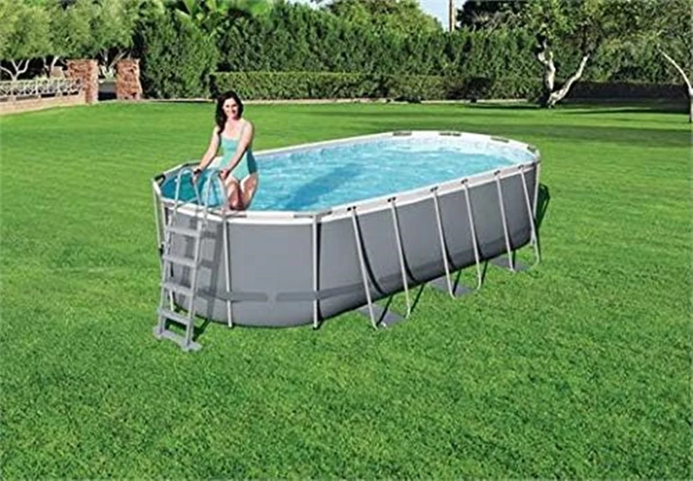 Scaletta Di Sicurezza Per Piscine 122cm Con Gradini Plastica Telaio Metallo 58331