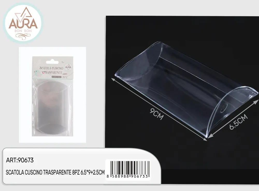 Scatola cuscino trasparente 8pz 6,5x9+2,5cm