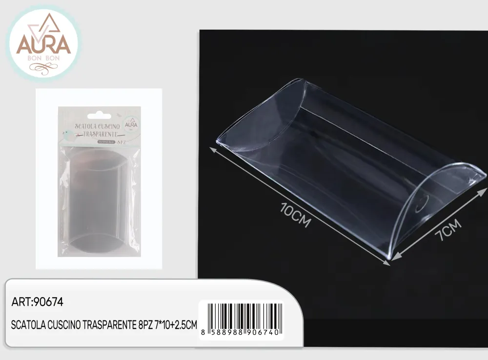 Scatola cuscino trasparente 8pz 7x10+2,5cm