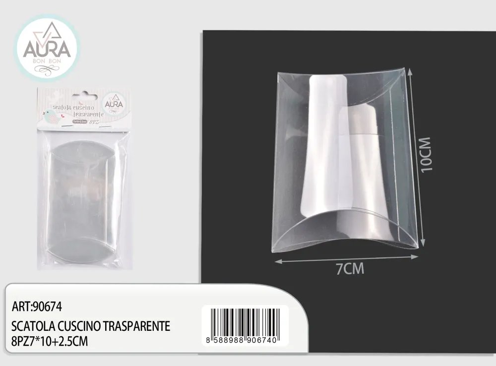 scatola cuscino trasparente 8pz 7x10+2,5cm