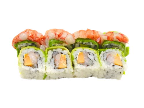 SICILIA ROLL (Gambero crudo, philadelphia, papaya,esterno con avocado e gambero rosso di sicilia 8pz)