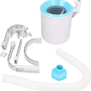 Skimmer di superficie raccolta foglie e dispenser cloro per piscina con struttura e ciambella