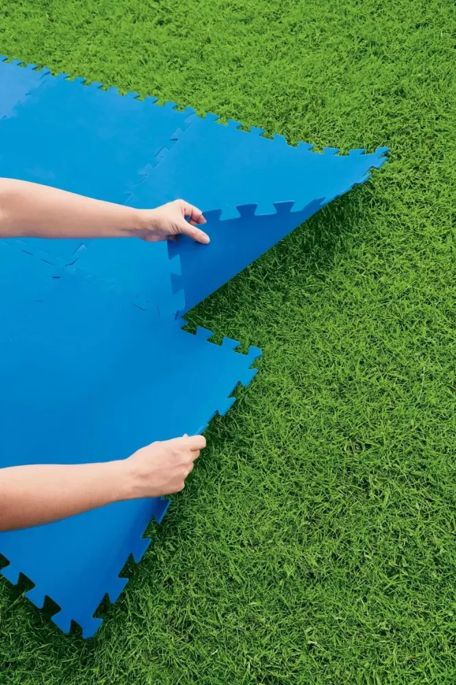 Tappeto Piastrelle Base Sotto Piscina Componibile Protettivo Da 50x50 Cm Blu 58220