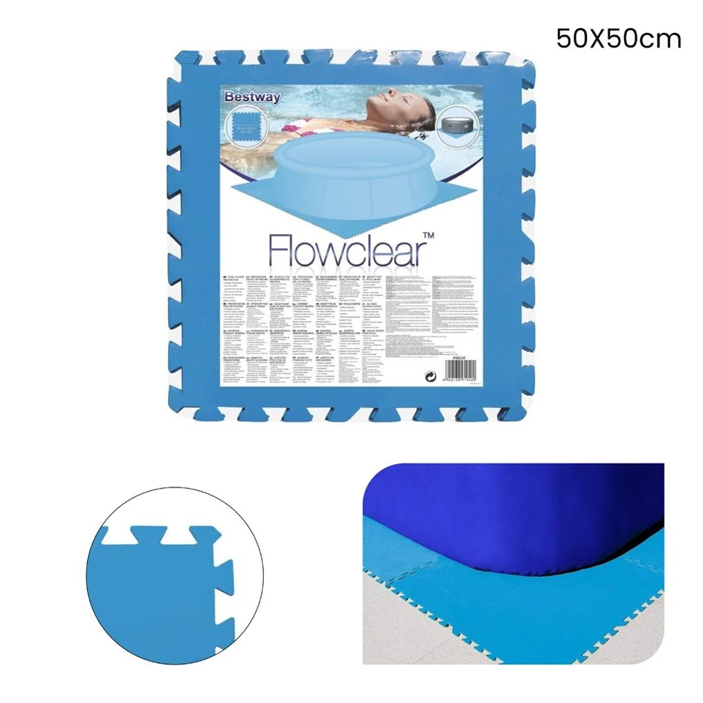 Tappeto Piastrelle Base Sotto Piscina Componibile Protettivo Da 50x50 Cm Blu 58220