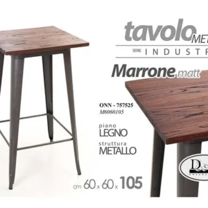 Tavolo legno+metallo 60x60x105 757525