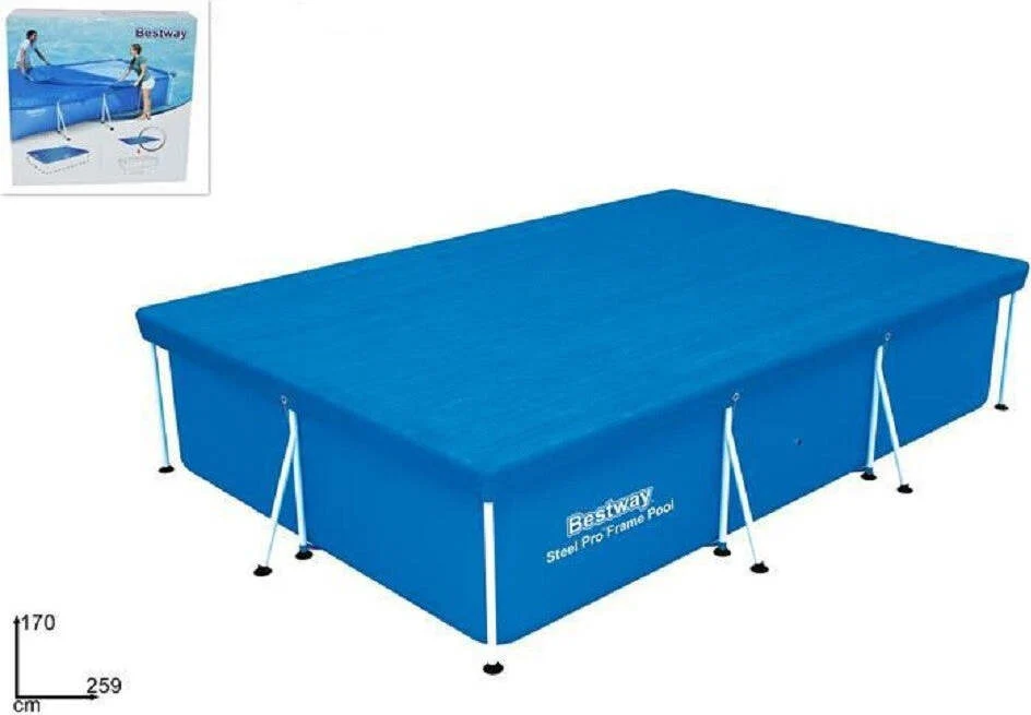 Telo Copertura Per Piscina Steel Pro 259x170x61cm Fuori Terra Rettangolare 58105