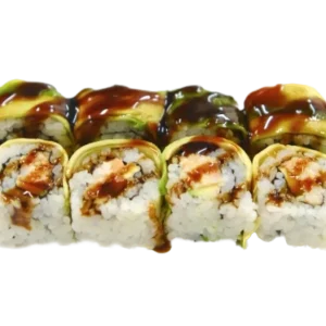 URAMAKI ASTICE (polpa di astice, avocado,mayo, esterno sashimi di avocado e salsa kabayaki 8pz)