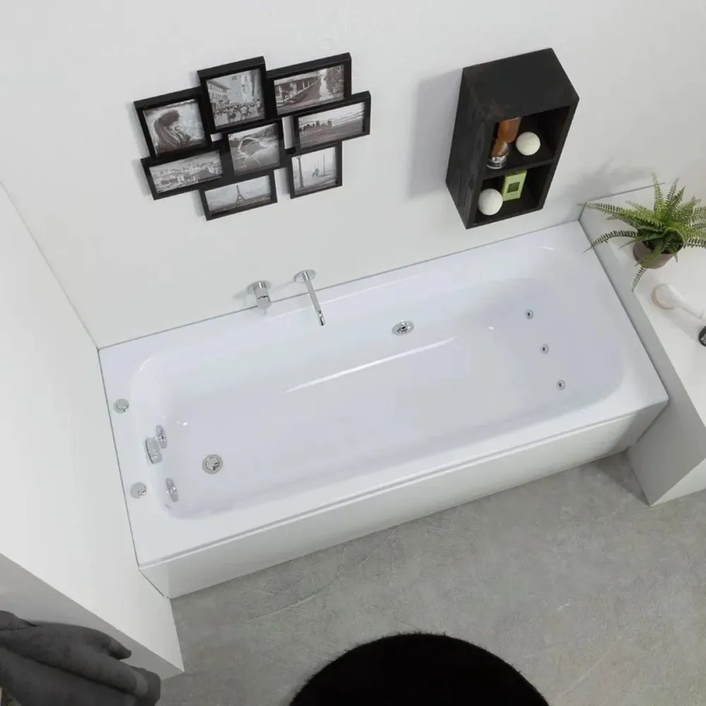 Vasca da bagno idromassaggio "Elsa" da incasso tra 3 muri acrilico cm 170x70 58h