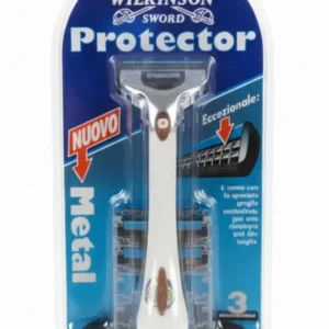 Wilkinson Sword Protector Metal Rasoio Uomo Vintage | Manico Metallo Bilanciato | Tecnologia Griglie Anti-Taglio | Include...