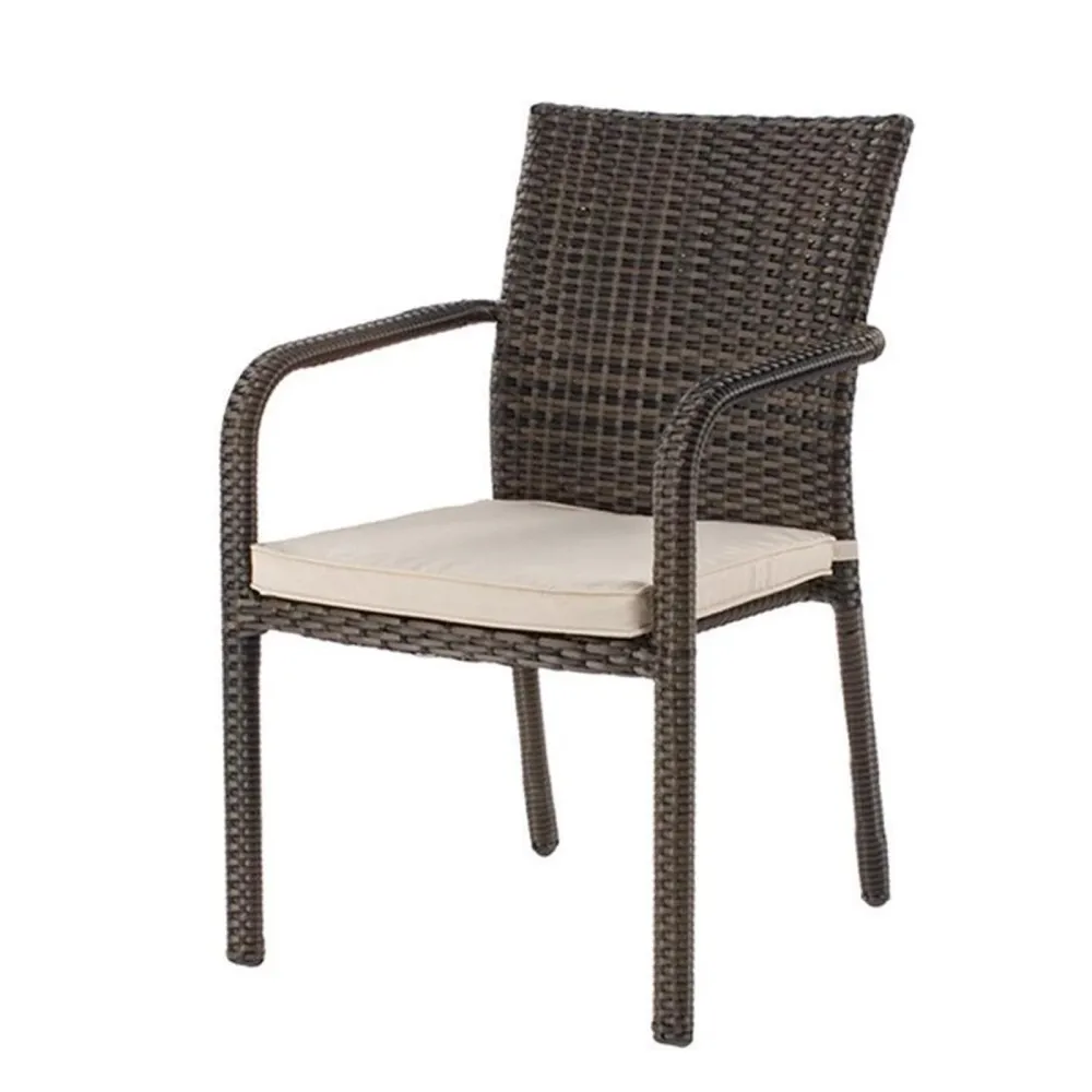 Pz 2 Poltrone "Path" impilabili per esterno da giardino polyrattan marrone e alluminio