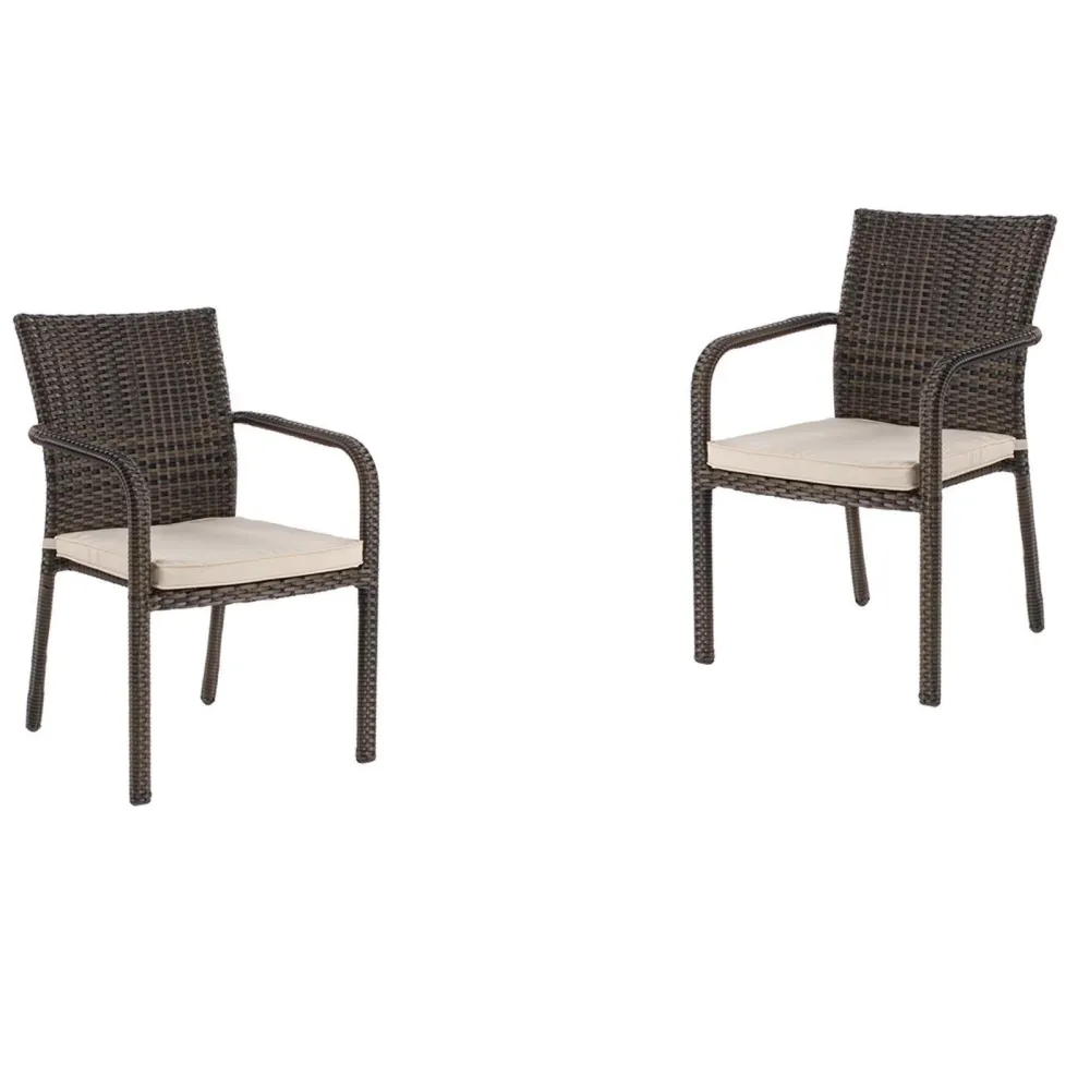 Pz 2 Poltrone "Path" impilabili per esterno da giardino polyrattan marrone e alluminio